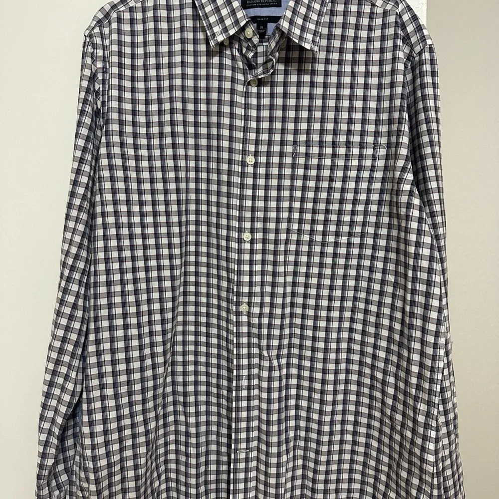 Banana Republic Men’s Slim Flit Button Up Plaid Shirt Sz XL